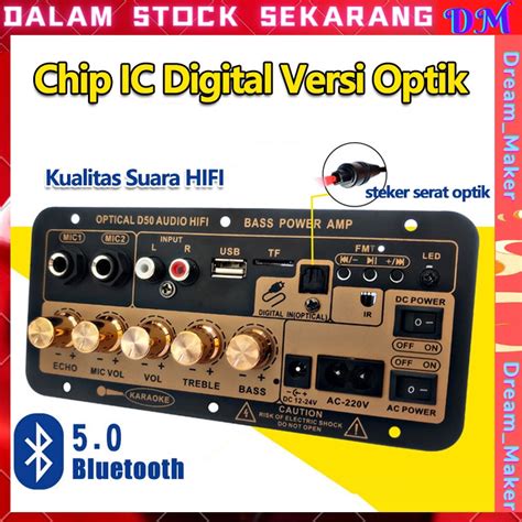 Jual D50 Amplifier Board With Optical Audio Bluetooth USB FM Radio