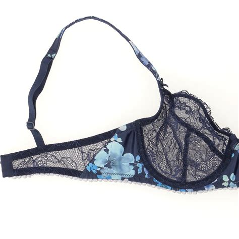 Soutien Gorge Aubade Bleu Marine Bonnet Dentelle Petite Fleur Bleue