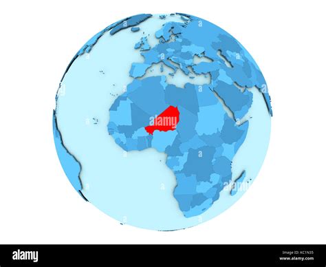 Niger Highlighted In Red On Blue Political Globe D Illustration