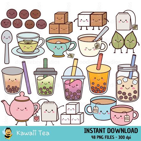 Kawaii Bubble Tea Clipart Cute Tea Clipart Boba Clipart Etsy Ireland