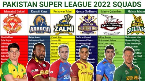 Psl Draft Psl All Team Full Squad Pakistan Super League