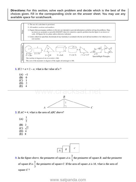 Sat Math Practice Test 2 Pdf Area Sat