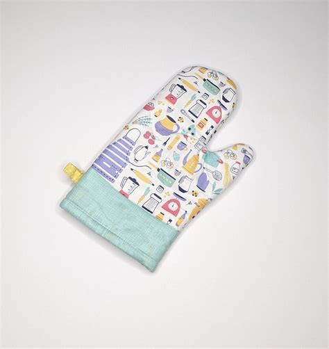 Kitchen Print Retro Oven Mitt Etsy