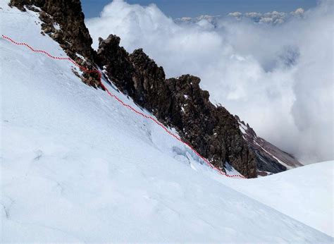 The Traverse Above The Whitney Glacier Bergschrund On The Cascade Gulch