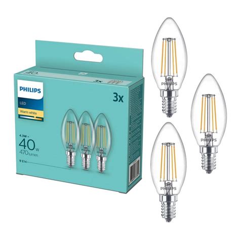 SET 3x LED Glühbirne Philips B35 E14 4 3W 230V 2700K Beleuchtung