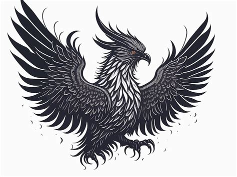 Premium Vector | A black and white eagle with red eyes and a black feather.