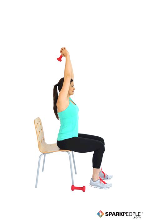 Seated Dumbbell Triceps Extensions Exercise Demonstration Sparkpeople