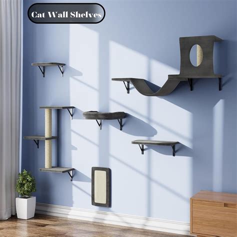 Pcs Cat Wall Shelves Luxury Wall Mounted Cat Climber Set Cat Bridge