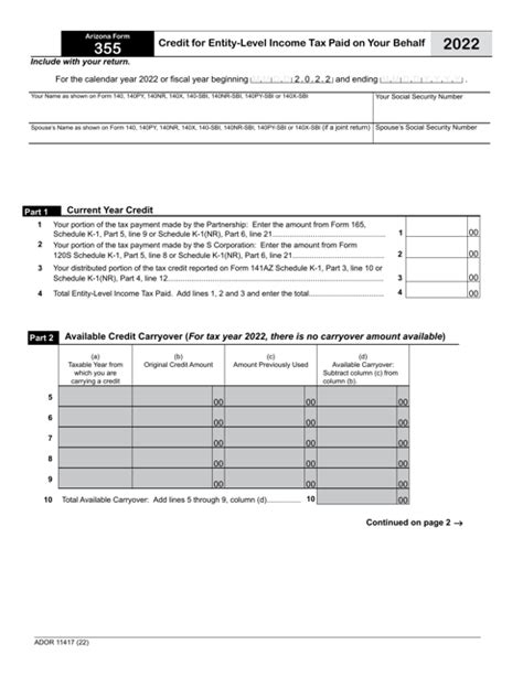 Arizona Form 355 Ador11417 2022 Fill Out Sign Online And Download Fillable Pdf Arizona