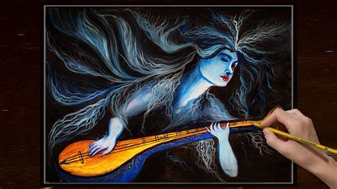 saraswati abstract painting || Saraswati devi drawing and painting ...