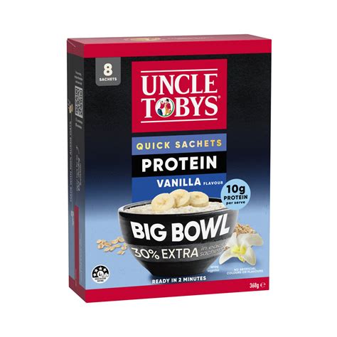 Buy Uncle Tobys Oats Quick Sachets Big Bowl Vanilla Protein G Coles