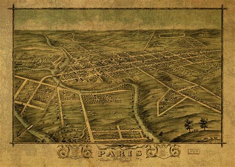 Paris Kentucky Vintage City Street Map 1870 Mixed Media by Design Turnpike