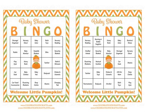 Little Pumpkin Baby Shower Game Download For Boy Baby Bingo