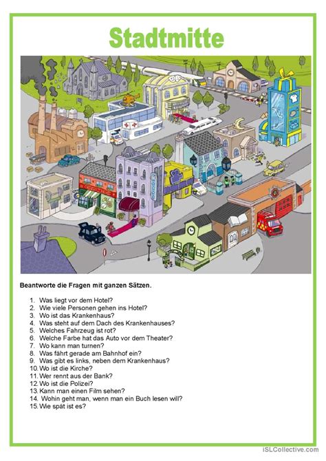 Bildbeschreibung Stadtmitte allge Deutsch DAF Arbeitsblätter pdf doc