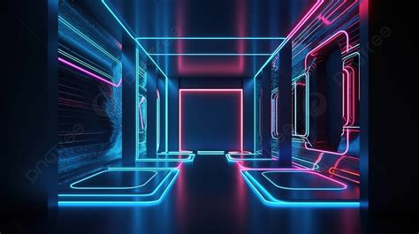 Background Neon Menyala Futuristik Interior Ruang Abstrak D Diberikan