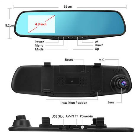 Goodyear Hd Mirror Dash Cam Car Dvr Video Recorder With Front And Rear Camera Ebay