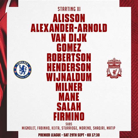 Liverpool line-up against Chelsea : r/LiverpoolFC