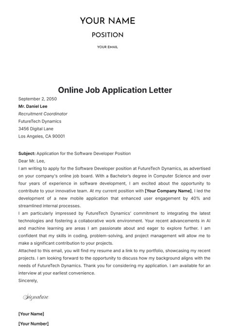 Free Job Application Letter Templates And Examples Edit Online And Download