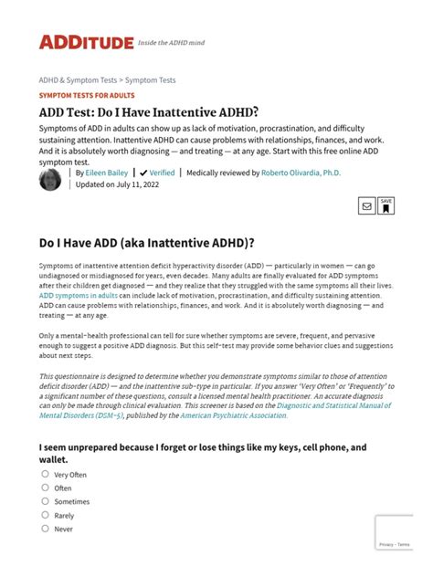 add test    inattentive adhd symptoms  adults