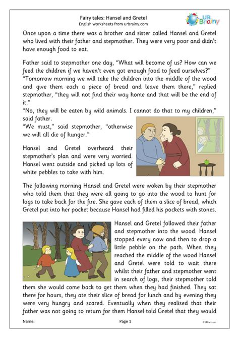 Hansel And Gretel Free Printable Story