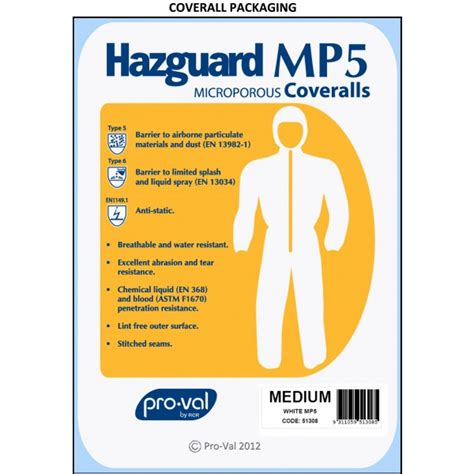 Pro Val Hazguard Mp5 Disposable Coveralls White