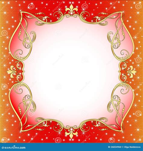 Red Background With Gold En An Ornament Stock Vector Illustration