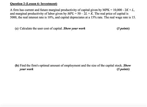 Solved Question 2 Lesson 6 Investment A Firm Has Current Chegg