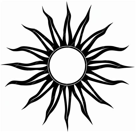 Um Desenho Em Preto E Branco De Um Sol Vetor Premium