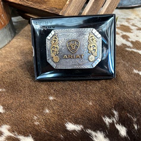 Ariat Floral Engraved Silver & Gold Belt Buckle – Wiseman’s Western