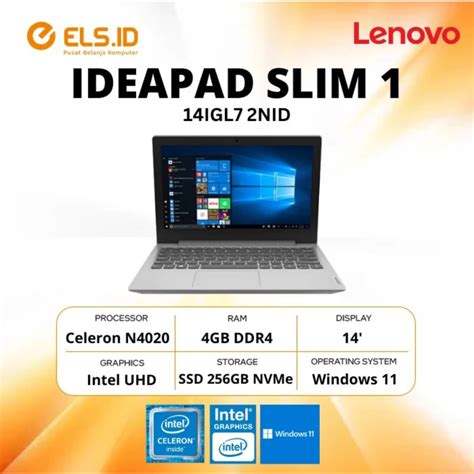 Jual Lenovo Ideapad Slim 1 14igl7 2nid Grey Celeron N4020 4gb Ssd