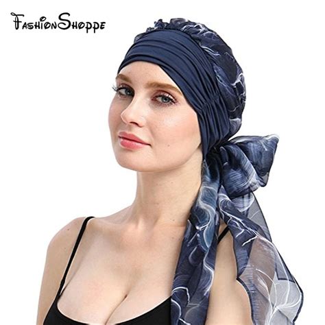 New Women Chemo Headwear Turbans Long Hair Head Scarf Head Wraps Cancer Hats Boho Pre Tied