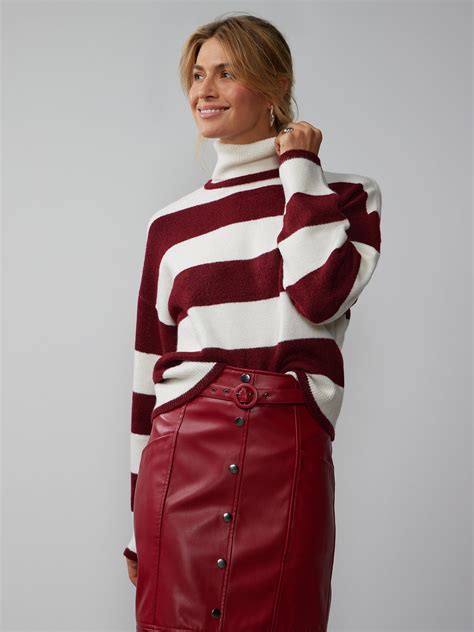 Long Sleeve Striped Turtleneck Sweater New York And Company