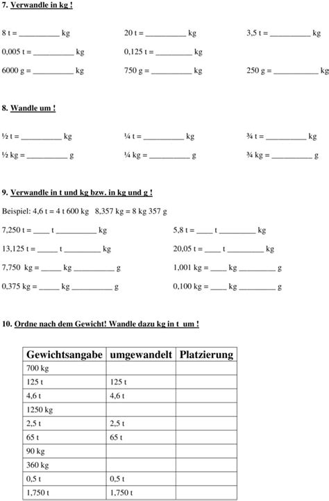 Kilogramm Mathe Klasse Gewichte Arbeitsbl Tter Kostenlos Zimzimmer