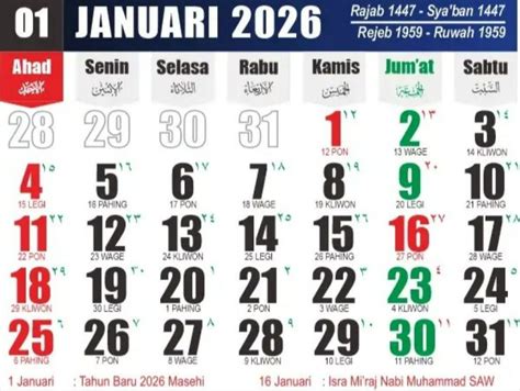 kalender   daftar libur nasional bulan januari  progresid