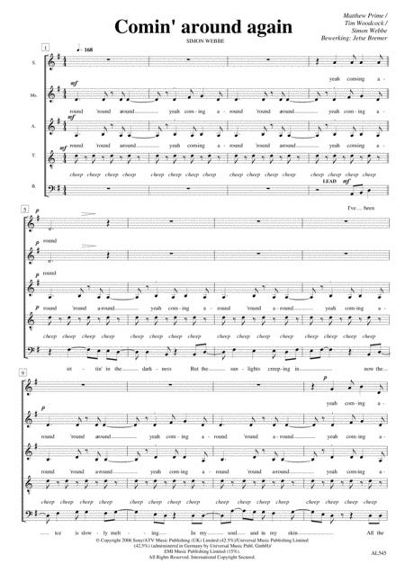 Coming Around Again Divisi Digital Sheet Music Sheet Music Plus