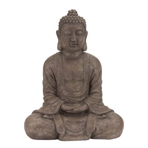 Litton Lane Brown Polystone Meditating Buddha Sculpture With Engraved