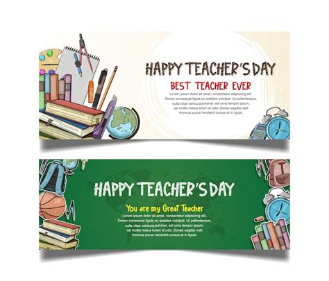 Happy Teachers Day Banner Collection Vector Premium Download