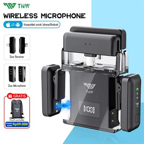 Jual TNW A21 Wireless Microphone Mic Clip On Dual Mikrofon Lavalier