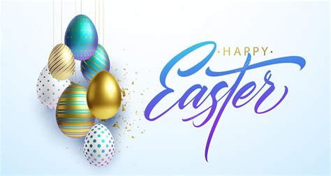 Premium Vector Happy Easter Lettering Background With 3d Realistic