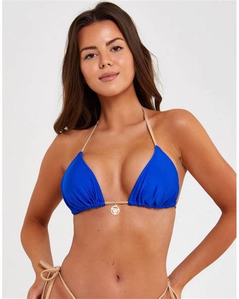 Blue Removable Pads Triangle Bikini Top L Vivien Vance