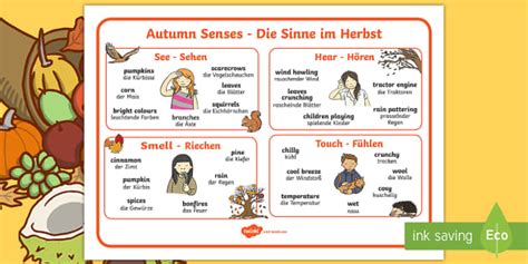 Autumn Senses Word Mat Englishgerman Teacher Made