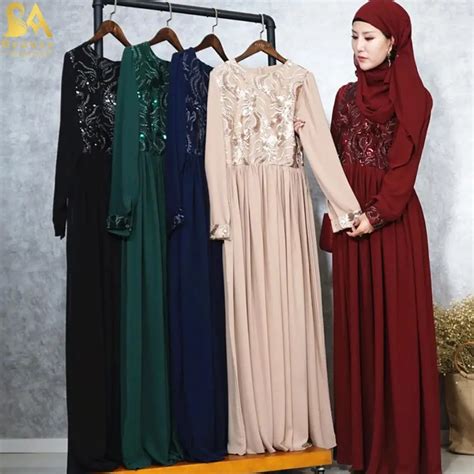 Luxury Embroidery Abaya Muslim Lace Sequins Stitching Abaya Full Length