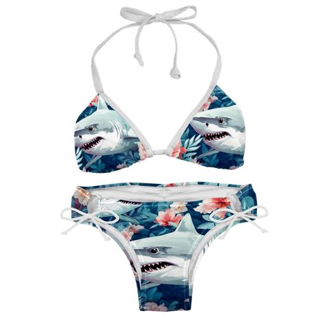 Shark Swimming Suits Women Bikini Sets Detachable Sponge Adjustable