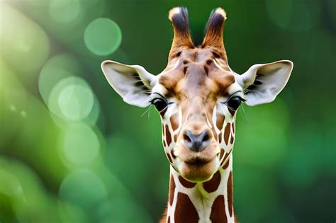 Premium AI Image | a giraffe with a green background