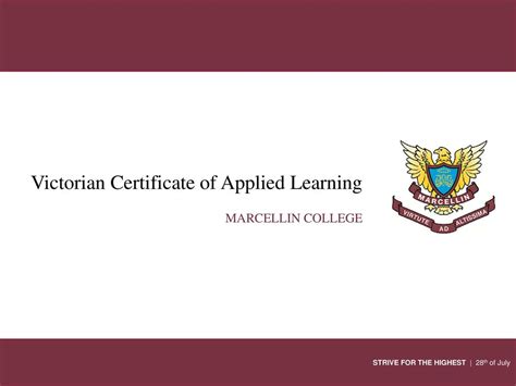 Victorian Certificate Of Applied Learning Ppt Download