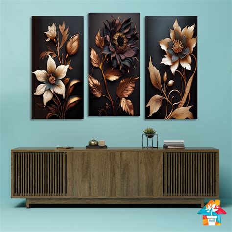 Kayu Hiasan Dinding Hitam Runabee Wall Decor Abstract Wall Art Flower