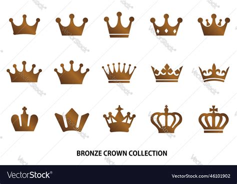 Bronze Crown Icon Set Royalty Free Vector Image