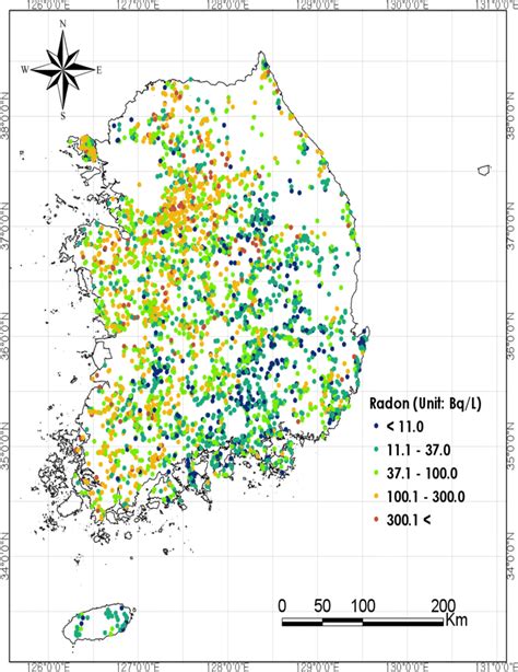 Spatial Distribution Of Radon Concentrations From 3818 Cgs Groundwaters