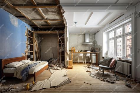 premium ai image  room   bed    torn