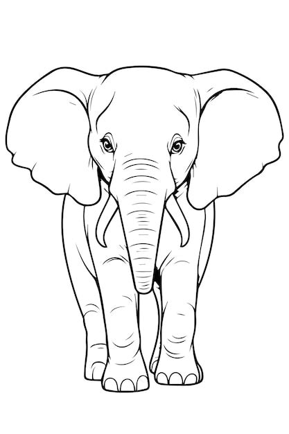 Lindo Elefante Para Colorear Página Para Niños Y Adultos Vector Premium